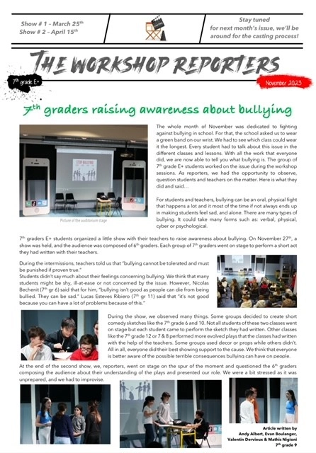 Le Journal du Workshop N°1-1